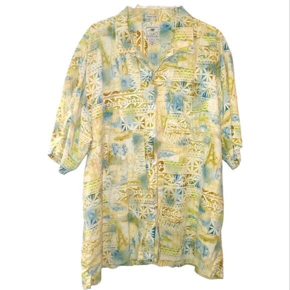 Luau Silk Hawiiann Button Down Shirt - Picture 1 of 10